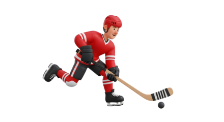 Cartoon hockey player in action silhouette