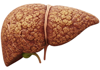 3D Realistic Human Liver with Cirrhotic Texture Smooth Irregular Surface Detailed Anatomy Render PNG