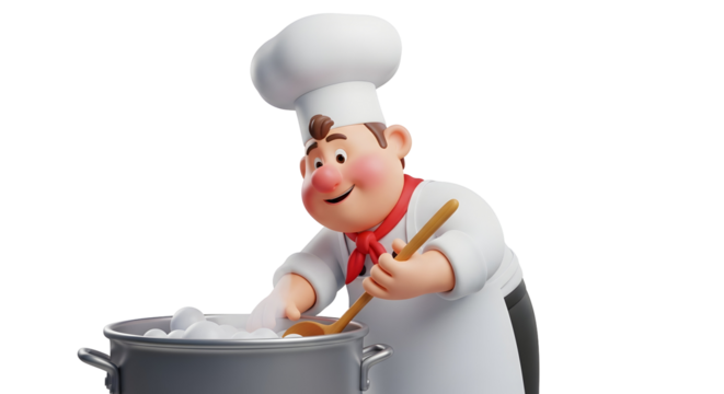 Cartoon chef stirring a pot in silhouette