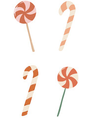 Christmas Candy Clipart Set – Peppermint Lollipops and Candy Canes Illustration