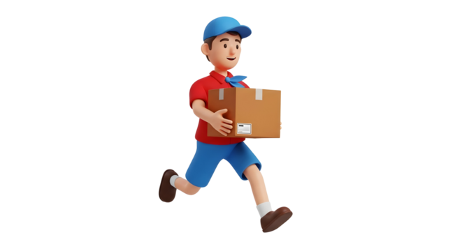 Delivery person running with a package silhouette - Powered by Adobe