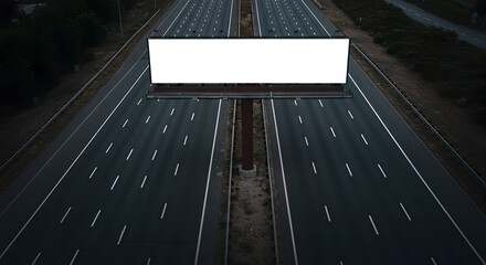 Blank Billboard Over Highway Advertising Opportunity