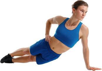 Woman performing side plank exercise for core strength training