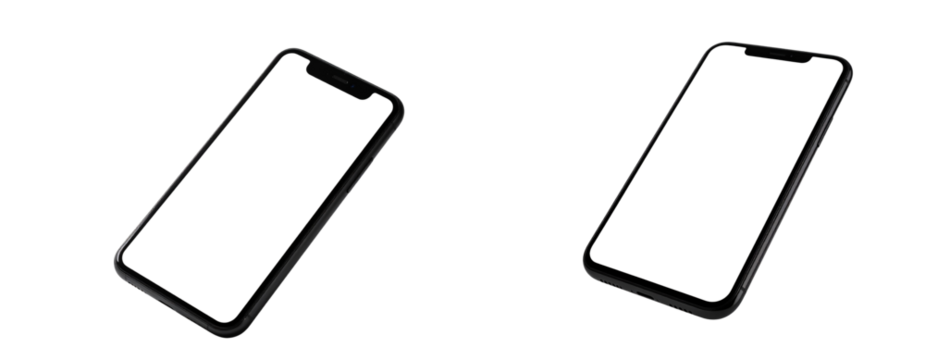 Floating Black Smartphone at Dynamic Tilted Angle with White Screen