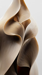 Abstract Fluid Sculpture with Textured Waves in Soft Neutrals