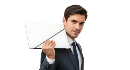 Confident young businessman holding a stack of important documents ready for an upcoming meeting or presentation