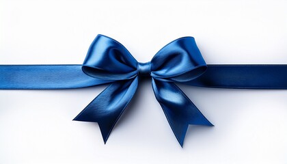 Naklejka premium blue gift bow and ribbon for present wrapping isolated on white background