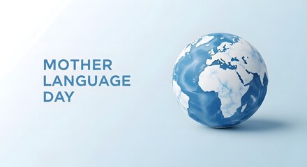 International mother language day globe on light blue background