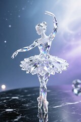Elegant Crystal Ballerina Figurine on Dark Background with Sparkles