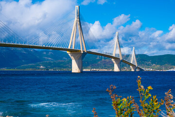 Rio-Antirio Bridge across the Gulf of Corinth Greece Peloponnese Peninsula