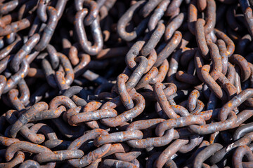 Rusty Heavy Chain Close-Up Texture Background