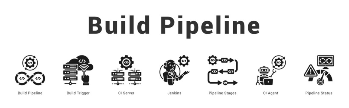 Build Pipeline Modern and clean web banner illustration featuring thematic icons for visual communication