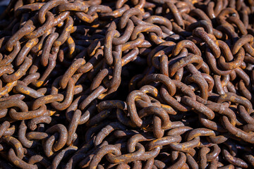 Rusty Heavy Chain Close-Up Texture Background