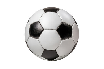 Naklejka premium Classic black and white soccer ball isolated on a black background sport game, Isolated On Transparent Background, Png