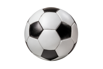 Classic black and white soccer ball isolated on a black background sport game, Isolated On Transparent Background, Png