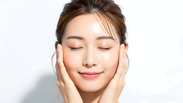 Serene Young Woman with Closed Eyes and Gentle Smile, Demonstrating Relaxation and Inner Peace for Wellness and Beauty Campaigns