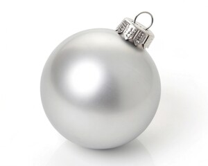 Christmas toy silver  ball without patterns on a white clean background New Year, Christmas