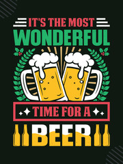 It is the most wonderful time for a beer Christmas t-shirt design