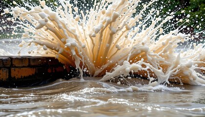 Water Explosion: Witness the raw power and beauty of nature as water erupts, creating a dynamic display of movement and force, captured at a split second. 