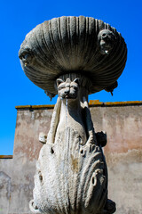 Sculture e conchiglia della Fontana del Cardinale a Tuscania