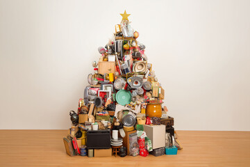 Christmas Tree Made of Household Objects