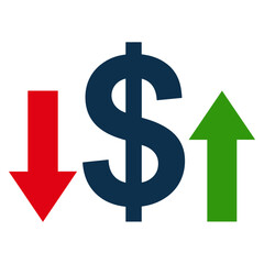 dollar rate up down icon vector