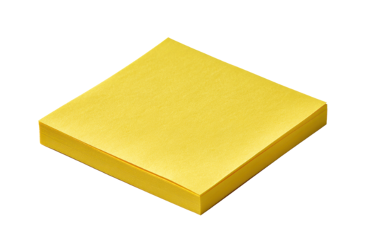 Stack of bright yellow paper sticky notes on black background image, Isolated On Transparent Background, Png