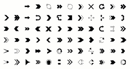 Diverse Arrow Set Collection for Web Design and User Interface Directional Elements with Navigation Graphics Forward and Back Indicators in Multiple Styles