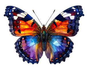 A vibrant butterfly with intricate, colorful wing patterns