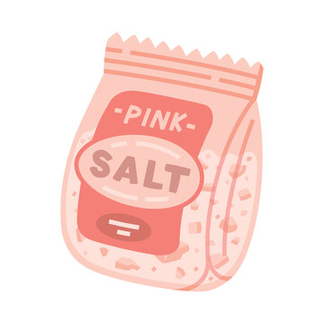 Pink Salt in Package Used in Culinary Vector Illustration