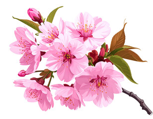 Delicate pink blossoms on a branch in full bloom