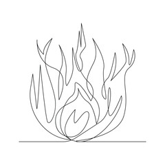 Bonfire One Line Drawing Minimalist Continuous Line Campfire Illustration Art