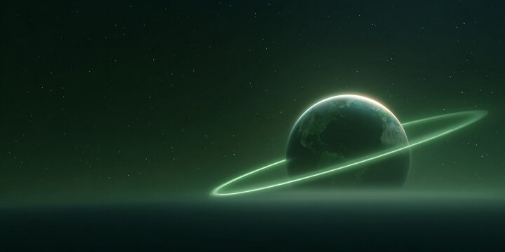 Celestial event planet with rings outer space digital art night sky wide angle cosmic exploration
