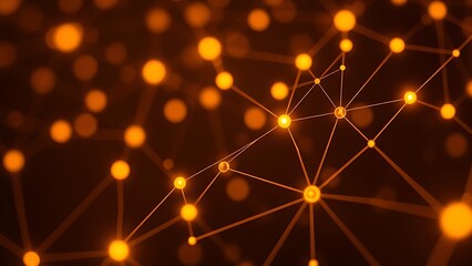 Abstract network of glowing nodes and lines in warm tones against a dark sophisticated backdrop.
