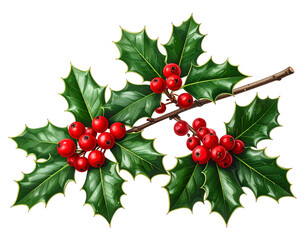 Festive evergreen sprigs with bright red berries