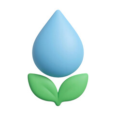 Soft 3D Leaf Droplet isolated on transparent background