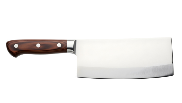 Sharp chef knife with wooden handle on White background