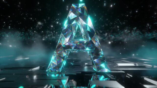 Futuristic Diamond Letter A on Circuit Board Platform