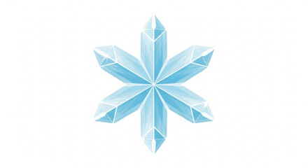 Stylized sixpointed blue crystal snowflake shape with sharp facets