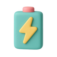 Soft 3D battery lightning isolated on transparent background