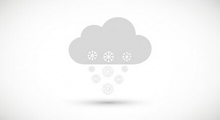 Simple gray icon representing a cloud with snowflakes falling down