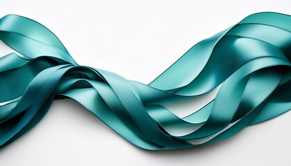 Abstract Flowing Teal Ribbon Design On A White Background Creating A Sense Of Movement And Fluidity