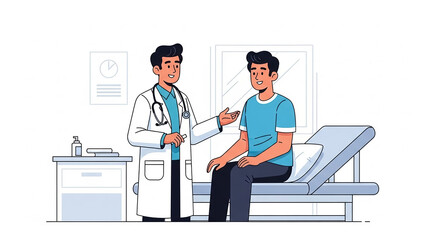 医師が患者に説明する診察シーンのイラスト