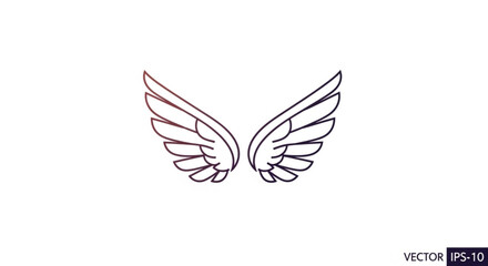 Outline drawing of a pair of angel wings, simple minimalist vector illustration