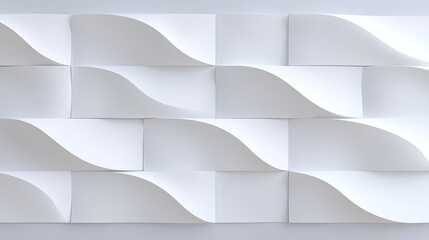 Abstract design with white paper waves creating a textured wall effect suitable for backgrounds, interior design, and artistic projects