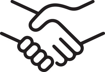 Minimal line icon of partnership handshake trust, ideal for business deals, collaboration, and agreements.