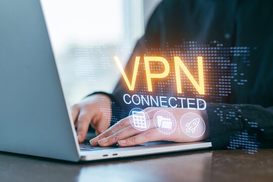 Using a laptop to connect to a secure VPN service for online privacy and security