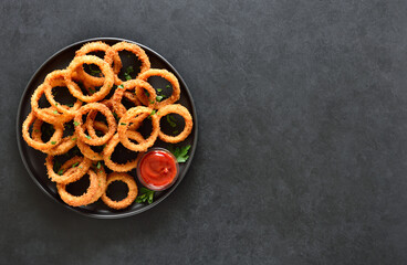Onion rings on plate