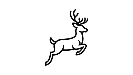 Elegant line art illustration of a leaping stag with impressive antlers on a white background