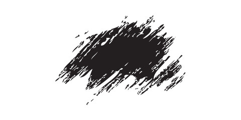 Abstract Black Brush Stroke with Rough Texture and Splatter Effect.